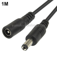 Load image into Gallery viewer, 5.5 x 2.1mm DC Power Female Barrel to Male Barrel Connector Cable for LED Light Controller, Length: 1m(Black)