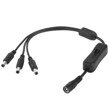 Load image into Gallery viewer, 5.5 x 2.1mm Female to 3x Male DC Power Cable Connector with Switch for LED Strip, Length: 30cm