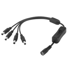 Load image into Gallery viewer, 5.5 x 2.1mm Female to 4x Male DC Power Cable Connector with Switch for LED Strip, Length: 30cm