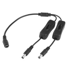 Load image into Gallery viewer, 5.5 x 2.1mm Female to 2x Male DC Power Cable Connector with Switch for LED Strip, Length: 30cm