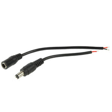 Load image into Gallery viewer, 5.5 x 2.1mm DC Power Female Barrel to Male Barrel Connector Adaptor for LED Light Controller, Length: 20cm, S-LED-7566B, S-LED-7566W