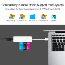 Load image into Gallery viewer, USB 2.0 Ethernet Network Adapter + 3 Ports USB HUB, USB