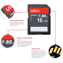 Load image into Gallery viewer, 16GB Ultra High Speed Class 10 SDHC Camera Memory Card (100% Real Capacity), 16Gb