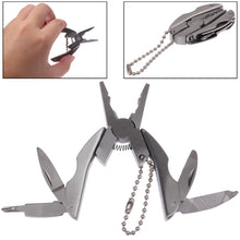 Load image into Gallery viewer, Mini Multi-functional Stainless Steel Pliers Tongs Cutter Knife Tool Kit Key Chain, 5 In 1