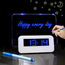 Load image into Gallery viewer, Multifunction LCD Digital Alarm Clock Thermometer + 4-Port USB HUB + Message Board with Blue or Green LCD backlight, USB Message Board