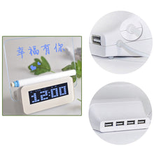 Load image into Gallery viewer, Multifunction LCD Digital Alarm Clock Thermometer + 4-Port USB HUB + Message Board with Blue or Green LCD backlight, USB Message Board