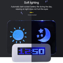 Load image into Gallery viewer, Multifunction LCD Digital Alarm Clock Thermometer + 4-Port USB HUB + Message Board with Blue or Green LCD backlight, USB Message Board