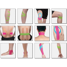 Load image into Gallery viewer, Waterproof Kinesiology Tape Sports Muscles Care Therapeutic Bandage, Size: 5m(L) x 5cm(W), Size: 5mx 5cm White, Size: 5mx 5cm Green, Size: 5mx 5cm, Size: 5mx 5cm Red, Size: 5mx 5cm Yellow, Size: 5mx 5cm Orange, Size: 5mx 5cm Blue, Size: 5m x 5cm Magent...