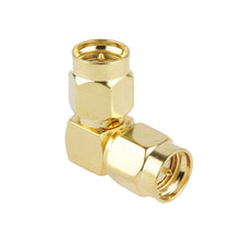Load image into Gallery viewer, Gold Plated SMA Male to SMA Male Adapter with 90 Degree Angle, SMA Male to Male