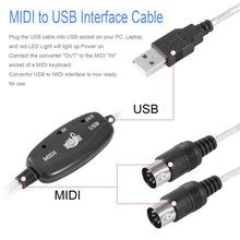 Load image into Gallery viewer, USB to MIDI Interface Electric Piano Converter Adapter Cable, Length: 1.8m