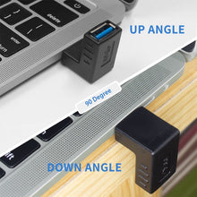 Load image into Gallery viewer, USB 3.0 AM to USB 3.0 AF Adapter, Down Angle AM to AF
