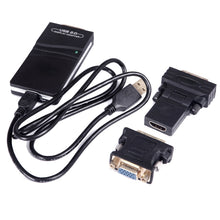 Load image into Gallery viewer, USB 2.0 to VGA, DVI, HDMI Adapter, Resolution: 1280*1024, Resolution: 1280*1024, Resolution: 1920*1080, Resolution: 2048*1152