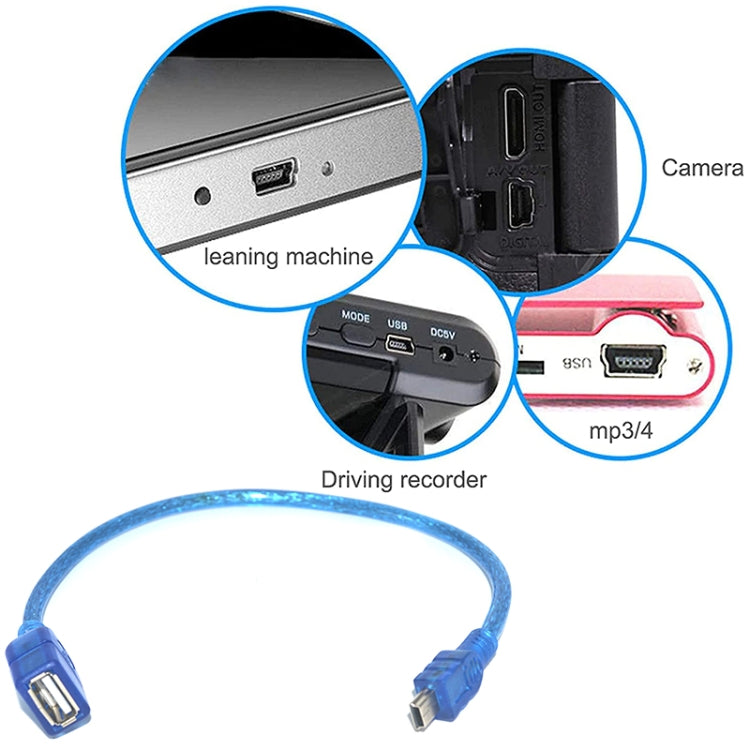 Mini 5-pin USB to USB 2.0 AF OTG Adapter Cable, Length: 22cm (Blue), 22cm
