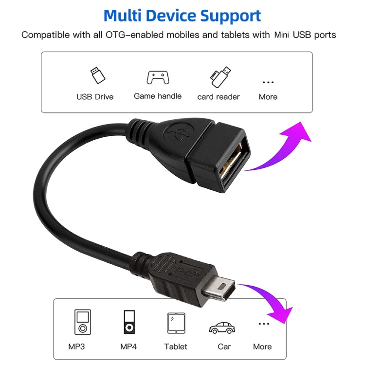 Mini 5-pin USB to USB 2.0 AF OTG Adapter Cable, Mini USB, 12cm(Black)