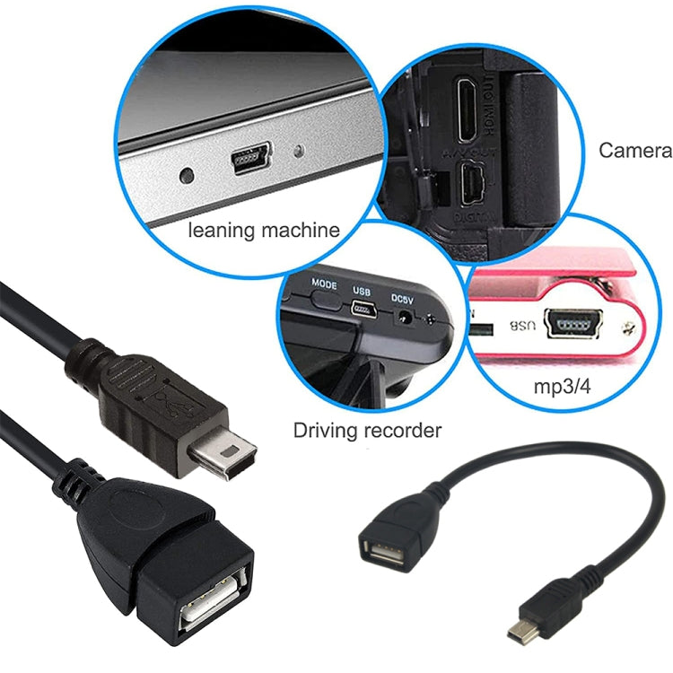 Mini 5-pin USB to USB 2.0 AF OTG Adapter Cable, Mini USB, 12cm(Black)