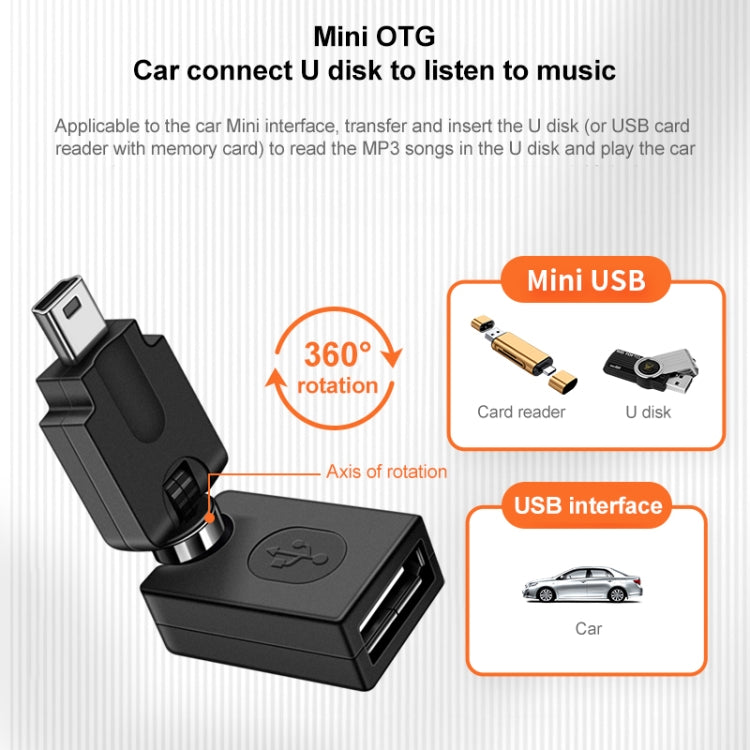 High Quality USB 2.0 AF to OTG Mini USB Adapter, Support 360 Degree Rotation, USB 2.0 AF