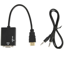 Load image into Gallery viewer, 26cm HDMI to VGA + Audio Output Video Conversion Cable with 3.5mm Audio Cable, Support Full HD 1080P, Length: 26cm