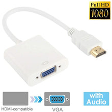 Load image into Gallery viewer, 24cm Full HD 1080P HDMI to VGA + Audio Output Cable for Computer / DVD / Digital Set-top Box / Laptop / Mobile Phone / Media Player, Length: 24cm, Length: 24cm(White)