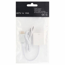 Load image into Gallery viewer, 24cm Full HD 1080P HDMI to VGA + Audio Output Cable for Computer / DVD / Digital Set-top Box / Laptop / Mobile Phone / Media Player, Length: 24cm, Length: 24cm(White)