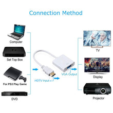 Load image into Gallery viewer, 24cm Full HD 1080P HDMI to VGA + Audio Output Cable for Computer / DVD / Digital Set-top Box / Laptop / Mobile Phone / Media Player, Length: 24cm, Length: 24cm(White)