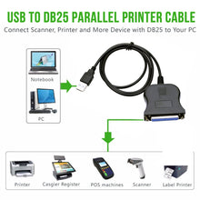 Load image into Gallery viewer, USB 2.0 to DB25 25 Pin Female Port Print Converter Cable, USB to DB25 Female (Black)