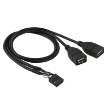 Load image into Gallery viewer, 10 Pin Motherboard Female Header to 2 USB 2.0 Female Adapter Cable, Length: 50cm, 10 Pin Motherboard to 2 USB AF