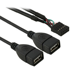 10 Pin Motherboard Female Header to 2 USB 2.0 Female Adapter Cable, Length: 50cm, 10 Pin Motherboard to 2 USB AF