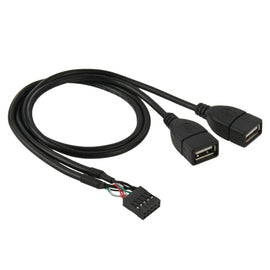 10 Pin Motherboard Female Header to 2 USB 2.0 Female Adapter Cable, Length: 50cm, 10 Pin Motherboard to 2 USB AF
