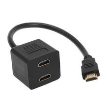 Load image into Gallery viewer, 30cm HDMI Splitter Adapter Y Verteiler Stecker mit 2 Kupplung Gel (Gold Plated), 1 in 2  (Gold Plated)