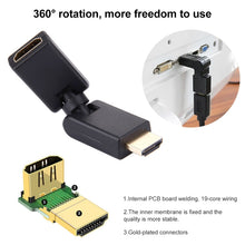 Load image into Gallery viewer, HDMI 19 Pin Male to Female 360 Degree SWIVEL Adaptor (Gold Plated)