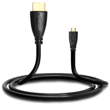 Load image into Gallery viewer, 1.8m Gold Plated 3D 1080P Micro HDMI Male to HDMI Male cable for Mobile Phone, Cameras, GoPro, Gold Plated Micro HDMI, Length: 1.8m