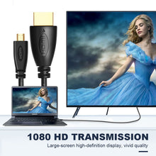 Load image into Gallery viewer, 1.8m Gold Plated 3D 1080P Micro HDMI Male to HDMI Male cable for Mobile Phone, Cameras, GoPro, Gold Plated Micro HDMI, Length: 1.8m