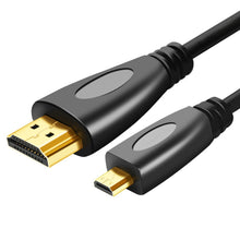 Load image into Gallery viewer, 1.5m Gold Plated 3D 1080P Micro HDMI Male to HDMI Male cable for Mobile Phone, Cameras, GoPro, Gold Plated Micro HDMI, Length: 1.5m