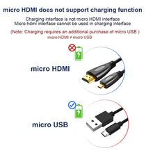 Load image into Gallery viewer, 1m Gold Plated 3D 1080P Micro HDMI Male to HDMI Male cable for Mobile Phone, Cameras, GoPro, Gold Plated Micro HDMI, Length: 1m