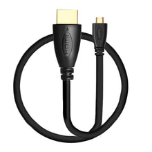 Load image into Gallery viewer, 1m Gold Plated 3D 1080P Micro HDMI Male to HDMI Male cable for Mobile Phone, Cameras, GoPro, Gold Plated Micro HDMI, Length: 1m