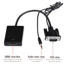 Load image into Gallery viewer, VGA + Audio to Full HD 1080P HDMI Video Converter Box Adapter for HDTV, HDMI Female to VGA Male + Adudio Black
