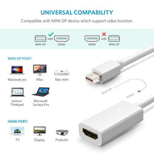 Load image into Gallery viewer, Full HD 1080P Mini DisplayPort Male to HDMI Female Port Cable Adapter, Length: 20cm, Mini DP to HDMI White