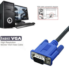 Load image into Gallery viewer, 1.5m High Quality VGA 15 Pin Male to VGA 15 Pin Male Cable for LCD Monitor / Projector, 1.5m