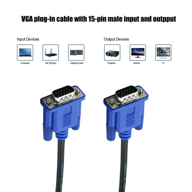 5m High Quality VGA 15Pin Male to VGA 15Pin Male Cable for LCD Monitor / Projector, 5m