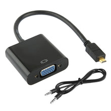 Load image into Gallery viewer, 22cm Full HD 1080P Micro HDMI Male to VGA Female Video Adapter Cable with Audio Cable, Micro HDMI