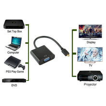 Load image into Gallery viewer, 22cm Full HD 1080P Micro HDMI Male to VGA Female Video Adapter Cable with Audio Cable, Micro HDMI