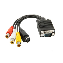 Load image into Gallery viewer, VGA to S-Video AV RCA TV Converter Cable Adapter with 2 Audio Cable, VGA to S-Video