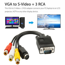 Load image into Gallery viewer, VGA to S-Video AV RCA TV Converter Cable Adapter with 2 Audio Cable, VGA to S-Video