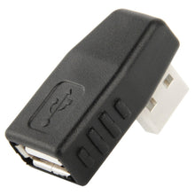 Load image into Gallery viewer, USB 2.0 AM to AF Adapter with 90 Degree Angle, Support OTG Function, 90 Degree Right Angled, 90 Degree Lelf Angled