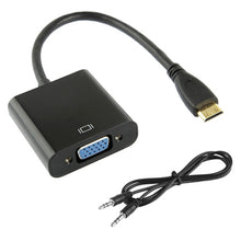 Load image into Gallery viewer, 22cm Full HD 1080P Mini HDMI Male to VGA Female Video Adapter Cable with Audio Cable, Mini HDMI