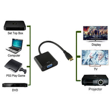 Load image into Gallery viewer, 22cm Full HD 1080P Mini HDMI Male to VGA Female Video Adapter Cable with Audio Cable, Mini HDMI