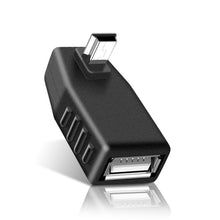 Load image into Gallery viewer, 90 Degree Mini USB Male to USB 2.0 AF Adapter, 90 Degree Up Angled, 90 Degree Down Angled