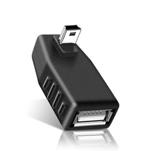 Load image into Gallery viewer, 90 Degree Mini USB Male to USB 2.0 AF Adapter, 90 Degree Up Angled, 90 Degree Down Angled