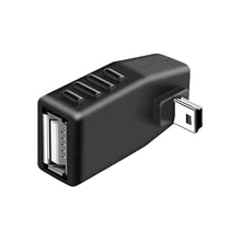 Load image into Gallery viewer, 90 Degree Mini USB Male to USB 2.0 AF Adapter, 90 Degree Up Angled, 90 Degree Down Angled