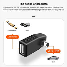 Load image into Gallery viewer, 90 Degree Mini USB Male to USB 2.0 AF Adapter, 90 Degree Up Angled, 90 Degree Down Angled